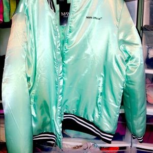 Men’s boohoo mint green varsity jacket